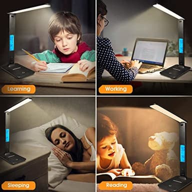 LAOPAO Desk Lamp with Wireless Charger: USB Charging Port, Table Lamp with Clock, Desk Lamps for Home Office College Dorm Room Essentials - Image 10