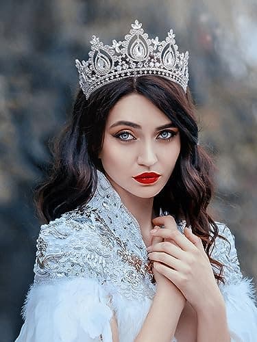 SWEETV Queen Crown for Women,Wedding Tiara for Bride,Princess Tiara,Quinceanera Pageant Crown Diadem,Crystal Headpiece for Birthday Prom,Silver - Image 3