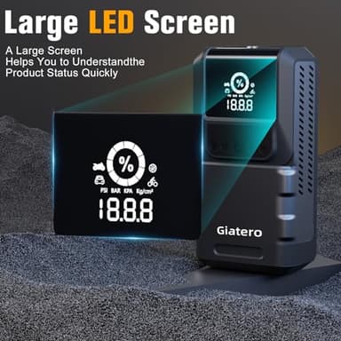 Giatero Q13 4000A Portable Car Jump Starter with Air Compressor 150PSI, Jump Start Battery Pack(10.0L Gas/8.0L Diesel), 12V Jump Box with 3 Modes Flashlight & Jumper Cable, LCD Display Power Bank - Image 7