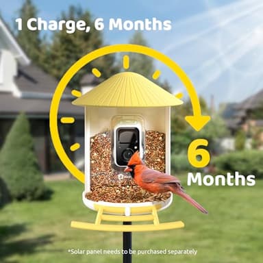 NETVUE by Birdfy Smart Bird Feeder with Camera, Bird Watching Camera, Auto Capture Motion Videos & Instant Notifications, Wireless Camera for Outdoor, Ideal Gift for Backyard Birder, Yellow - Image 7