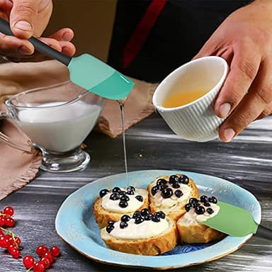 Coukre Silicone Spatula Set of 5,High Temperature Resistant, Food Grade Silicone, Dishwasher Safe, for Baking, Cooking (Aqua Green) - Image 2