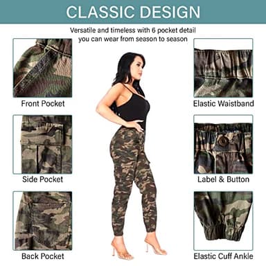 Double Denim January 5th High Waisted Cargo Joggers Pants for Women – Baggy Fleece-Lined Casual Sweatpants with Pockets Streetwear SCP-2049 Light Camo M - Image 5