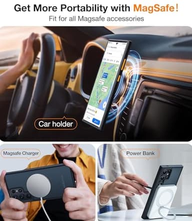 TORRAS Magnetic Shockproof for Samsung Galaxy S24 Ultra Case, [18N Mighty Magnetic] [12FT Military Grade Drop Tested] [Compatible with MagSafe] Protective Slim Case for Samsung S24 Ultra Case, Black - Image 4