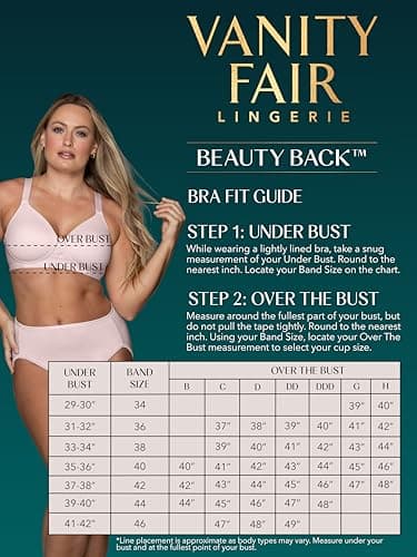 Vanity Fair Women's Full Figure Beauty Back Smoothing Bra, 4 Way Stretch Fabric, Lightly Lined Cups up to H, Wirefree-Ivory, 46C - Image 5