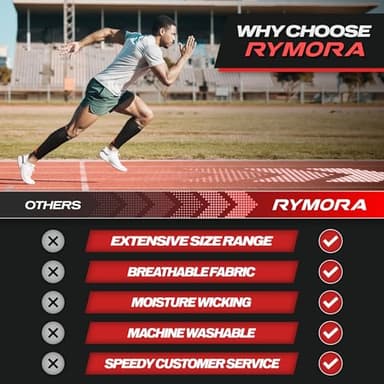 Rymora Calf Compression Sleeves Men Women Shin Splints Running (Pair) (Black) (M) - Image 5