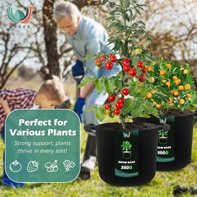 WTREE 5-Pack 20 Gallons Grow Bags - Heavy Duty 300G Thickened Aeration Nonwoven Fabric Pots with Handles - Ideal Cloth Pots for Plants - Planters Accessories, Garden Vegetables Supplies - Image 7