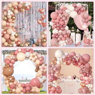 Amandir 153pcs Dusty Pink Balloon Garland Arch Kit, Different Sizes 18 12 10 5 inch Pink White Sand Metallic Confetti Pink Balloons for Girl Baby Shower Birthday Boho Party Decorations - Image 6