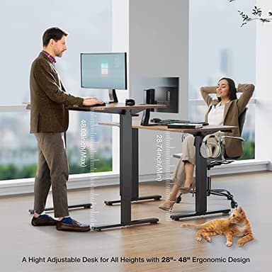 SMUG Standing Desk, 40 x 24 in Electric Height Adjustable Computer Desk Home Office Desks Sit Stand up Desk Computer Table with Memory Controller/Headphone Hook, Rustic Brown - Image 2