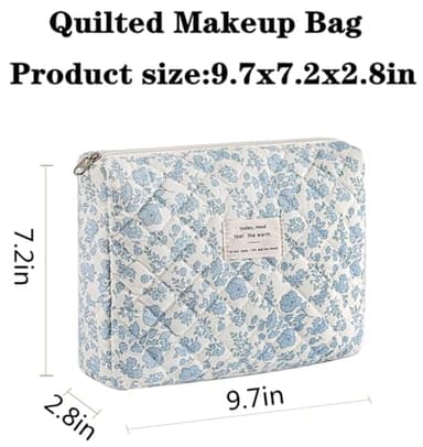 Dkieuyu Quilted Makeup Organizer, Floral Cotton Travel Bag Set for Women & Girls (M1-1PC) - Image 7