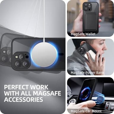BERFY for iPhone 14 Pro Max Case, Compatible with MagSafe, Built-in Privacy Screen Protector and Camera Protection, Anti-Spy Full Body Shockproof Clear Phone Case for 14 Pro Max 6.7", Black - Image 6