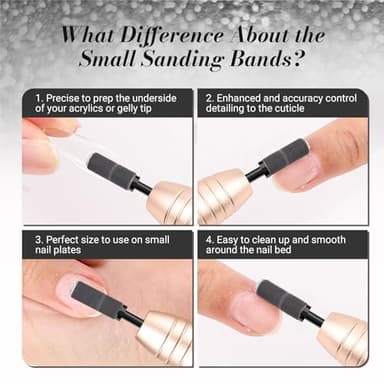MelodySusie 50 Pcs Nail Drill Bits Small Sanding Bands with 3.1mm Mandrel Bit, 240 Extreme Fine Grit Nail File for Acrylic Nails Gel Manicures and Pedicure, Black - Image 3