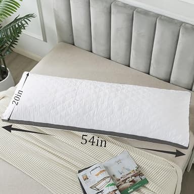 WhatsBedding Memory Foam Body Pillow with Removable Pillowcase-Fluffy Body Pillows for Adults -Large Long Bed Pillows for Sleeping - 20x54 inch, White - Image 3