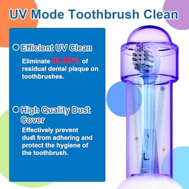 Acelike UV Self Clean Kids & Toddlers Electric Toothbrush | Improve Safe and Hygiene | Soft Bristles | Easy-Grip Silicone Handle | 4 Modes & 2-Min Timer | One Charge Last 60 Days | Age 3+ (Blue) - Image 2