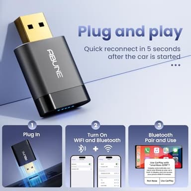 Mini Wireless CarPlay Adapter for Apple (2025 Upgraded), 2 in 1 CarPlay and Android Auto Wireless Adapter, No Latency, Compact Design, Seamless Car Connectivity, Better Navigator (Gray) - Image 4