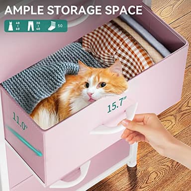 YITAHOME Storage Drawer with 4 Drawers - Fabric Dressers for Teen, Dresser for Bedroom, Living Room, Closets - Sturdy Steel Frame, Wooden Top & Easy Pull Fabric Bins, Pink - Image 6