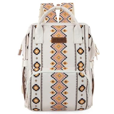 Wrangler Diaper Bag Backpack Aztec Travel Backpack Purses Western Multi-Function Baby Bags for Mom with Waterproof Insulated Pockets - Image 1