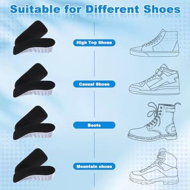 Glitopper 3 Pairs Orthopedic High Pads Height Increase Insoles Arch Support Insoles Height Boosters Cushions for Men, Women(Black,1.4 Inch) - Image 5