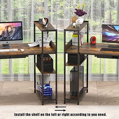 SHW 46-Inch Home Office Mission Computer Desk with Side Shelf and Drawer, Rustic Brown - Image 5