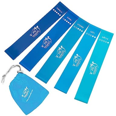 Fit Simplify Resistance Loop Exercise Bands with Instruction Guide and Carry Bag, Set of 5 - Image 1