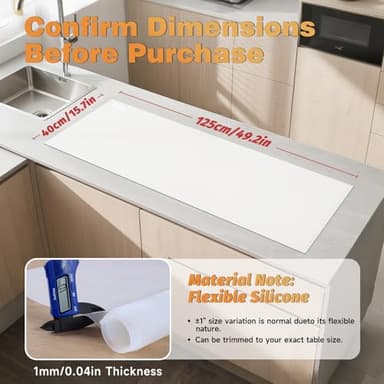 49.2" x 15.7" Large Silicone Mat for Kitchen Counter Protector, Cuttable Silicon Countertop Protector Mat Heat Resistant Mats for Countertop, Cut to Fit Placemat Ship Roll by Foepoge, Translucent - Image 2