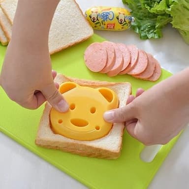 Leking 13 Pcs Wooden Kids Kitchen Knife, Kids Knife Set with Gloves Cutting Board Bear Sandwich Cutter Fruit Vegetable Cutters Serrated Edges Plastic Knifes for Real Cooking Kid Safe Knives - Image 5