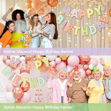LITAUS Happy Birthday Banner & Sign - 9ft Pre-Strung No Assembly | Pastel Birthday Decorations for Women, Girls, Boys, Adults, Pets | Party Backdrop, Wall Decor for All Celebrations - Image 5