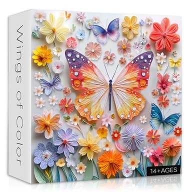Butterfly Puzzle for Adults 1000 Pieces, Colorful Wings Jigsaw Puzzle Garden Flower, Unique Paper Art Nature Animal Puzzle, Challenging Impossible Hard Puzzle for Adults - Image 1