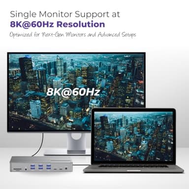 Smartlinx Thunderbolt 4 Dock with DisplayLink - USB-C/A MacBook Docking Station, Chrome, Windows 10/11 Compatible – 21 Ports, Dual/Triple/Quad/5 Monitor Support - 40Gbps, 150W Charging, 8K/4K Display - Image 3