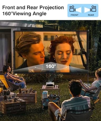 STWUI Projector Screen with Stand - 100 Inch Outdoor Projector Screen Portable Projector Screens 16:9 4K HD Outdoor Movie Screen with Carry Bag Can Enioy Home Theater Projection Screen - Image 4