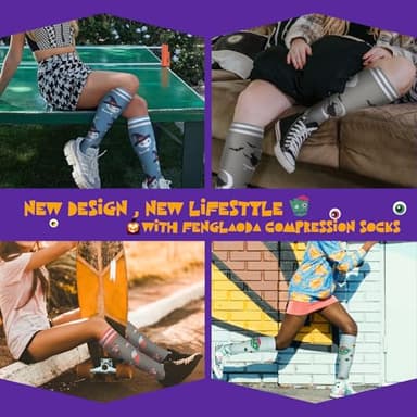 fenglaoda Compression Socks Women Men 6 Pairs, Knee High Best Support Circulation Socks for Running, Travel, Flight, Nurse - Image 6