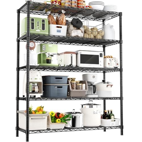 Storage Shelves Heavy Duty, 48" L x 20" W x 72" H Garage Wire Shelving Unit Loads 2000LBS, 5-Tier Adjustable Metal Industrial Utility Shelf Rack for Kitchen, Laundry Room, Pantry, Warehouse, Basement - Image 1