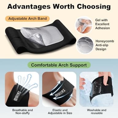 ZAIWOO Wearable Arch Support Inserts for Women & Men – 2 Adjustable Heights, Non-Slip Breathable – Plantar Fasciitis Relief Arch Band for Flat Feet, High Arches - Image 4