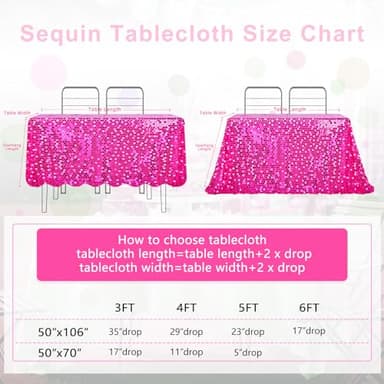 LuoluoHouse Sequin Tablecloth Rectangle Table: 50x106 Inch Payette Fabric Hot Pink Table Cloth for Birthday Parties Birthday Valentine's Day Decorations - Image 4