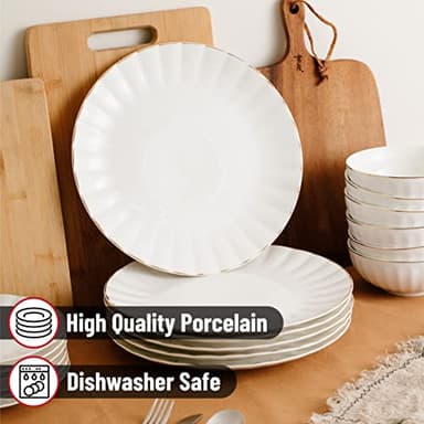 BTaT- White Dessert Plates, Set of 6, 8 inch, White Porcelain with Gold Trim, Small Plate, Small Appetizer Plates, Christmas Gifts - Image 4