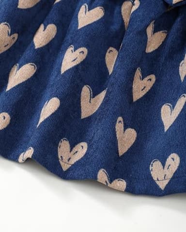 Baby Girl Clothes 6-9 Months 9-12 Month Girl Clothes Infant Girls Winter Dress Fall Spring Ribbed Ruffle Long Sleeve Blue Heart Dresses for Girls - Image 6