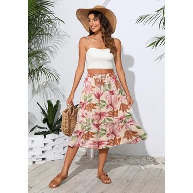 Witsmile Womens Skirts Long Length with Pockets Flowy Skirts for Women Trendy Summer Beach Cover-Ups(FP Pink Green,M) - Image 6