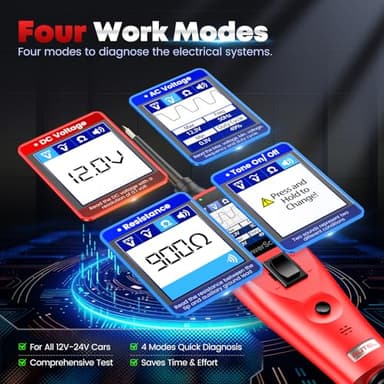 Autel PowerScan Automotive Circuit Tester, Power Circuit Probe Tool, 12-24V Electrical Short Open Breaker Circuit Finder, AC/DC Current Resistance, Duty Cycle, & 20FT Extension Cord, for 99% Cars - Image 5