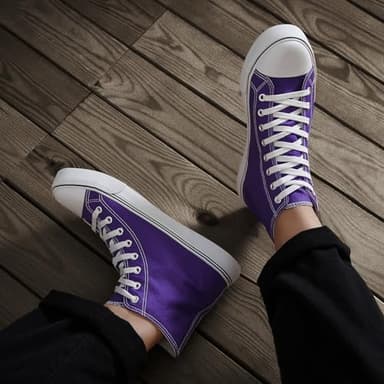 ZGR Men's High Top Canvas Sneakers Lace Up Canvas Shoes Classic Casual Walking Shoes High Top Sneakers for Men (Purple, US8.5) - Image 5