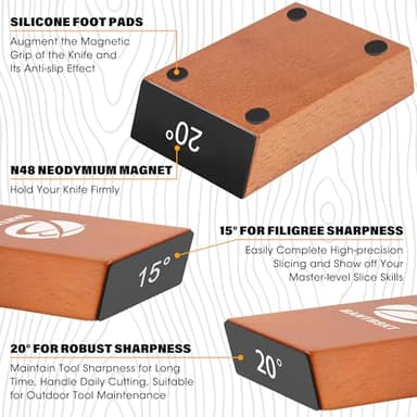 Rolling Knife Sharpener Kit, Kitchen Knife Sharpener Set, Knife Sharpening Tools, 15 & 20 Degree Sharpening for Kitchen Knives, Diamond and Ceramic Discs, Leather Strop, Polishing Compound - Image 3