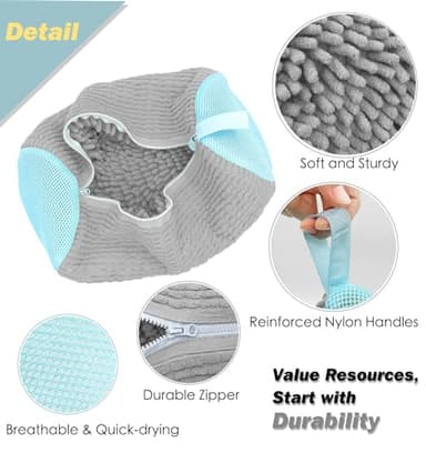 Shoe Washing Machine Bag,Laundry Shoe Bag for Washer and Dryer,Reusable Shoe Cleaning Bag for Sneakers,Tennis Shoes,With Self-locking Zipper, Microfiber Inside,Include Shoes Storage Bag (Grey(1PC)) - Image 3