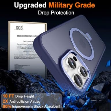 Lufanbis Magnetic for iPhone 13 Pro Max Case with Ring Stand, [10 FT Drop Protection] [Velvety Touch] Slim Translucent Matte Back Shockproof Phone Case for iPhone 13 Pro Max 6.7'', Blue - Image 4