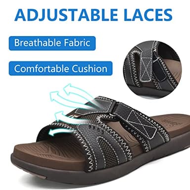 COFACE Mens Sport Recovery Sandals Plantar Fasciitis Soft Cushion Lightweight Orthotic Slides for Men Brown Size 9 - Image 4