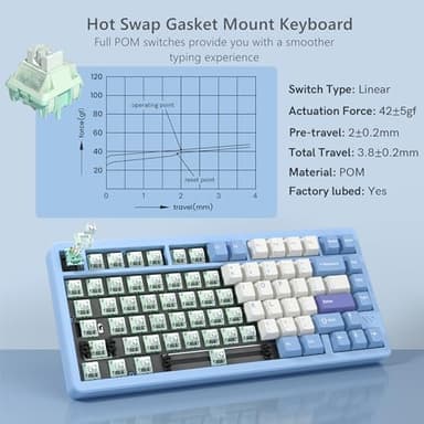 Womier SK75 75% Keyboard with Full Aluminum Wireless Mechanical Gaming Keyboard, VIA Custom Pre-lubed POM Switches RGB Creamy Gaming Key Board, 3-Modes Gasket Hot Swappable, Blue - Image 5