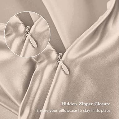 Silk Pillowcase 2 Pack, Natural Mulberry Silk Pillow Case, Anti Acne Silk Pillowcase for Hair and Skin, King Size Silk Satin Pillowcase Set of 2 with Hidden Zipper, Gifts for Women Men, Champagne - Image 3