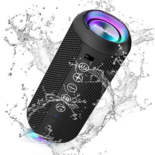 Ortizan Portable Bluetooth Speaker: IPX7 Waterproof, 24W Loud Sound, Deep Bass, Bluetooth 5.3, LED Lights, Wireless Stereo Pairing, 30H Playtime, for Home/Outdoor/Party/Beach, Birthday Gift (Black) - Image 1