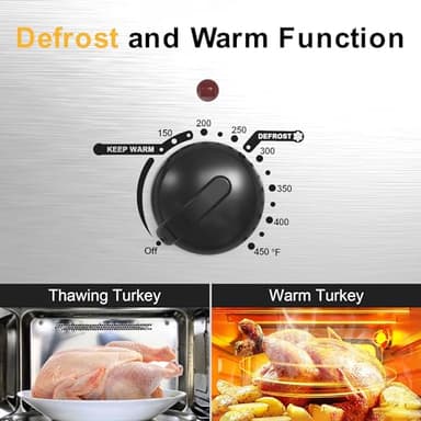 Sunvivi Roaster Oven, Electric Roaster Oven with Viewing Lid, 30lb 26-Quart Turkey Roaster with Unique Defrost/Warm Function, Large Roaster with Removable Pan & Rack, Stainless Steel, Silver - Image 4