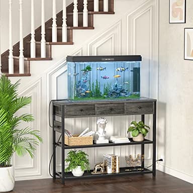 Ecoprsio 47'' Entryway Table with Outlets and USB Ports, Console Table with 3 Drawers, Sofa Table Narrow Long with Storage Shelves for Living Room, Couch, Hallway, Foyer, Kitchen Counter, Grey - Image 8