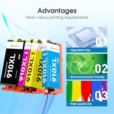 Kolor Expert 910XL Ink Cartridges Combo Pack Replacement for HP 910XL Ink Work with HP OfficeJet Pro 8025e 8022e 8015e 8028e 8035e 8020 8022 8025 8035 Printer (Black, Cyan, Magenta, Yellow) - Image 6