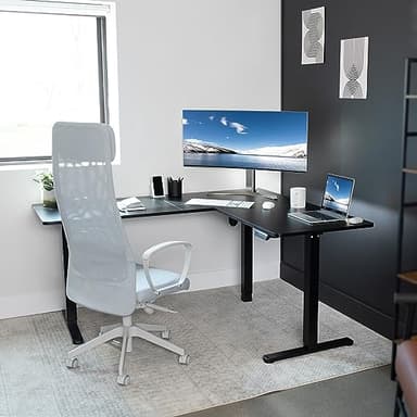 VIVO Electric Corner 63 x 55 inch L-Shaped Standing Desk, Memory Height Adjustment, Black Top Black Frame, DESK-E3CTB - Image 7
