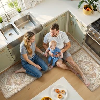 KIMODE Anti Fatigue Kitchen Mats for Floor, Farmhouse Kitchen Rugs Sets of 2, Cushioned Kitchen Floor Mats, Comfort Standing Mats for Sink Laundry Office Desk Khaki 20"x71"+20"x32" - Image 9